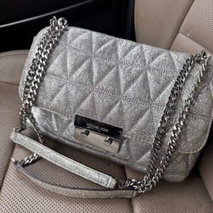 Michael kors silver metallic purse